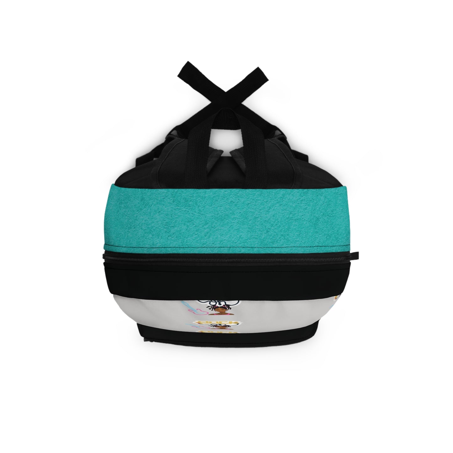 Retro Afro Rock Backpack — 'Been Rock' Patterned School Bag with Teal Accents