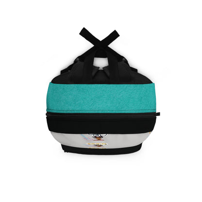 Retro Afro Rock Backpack — 'Been Rock' Patterned School Bag with Teal Accents