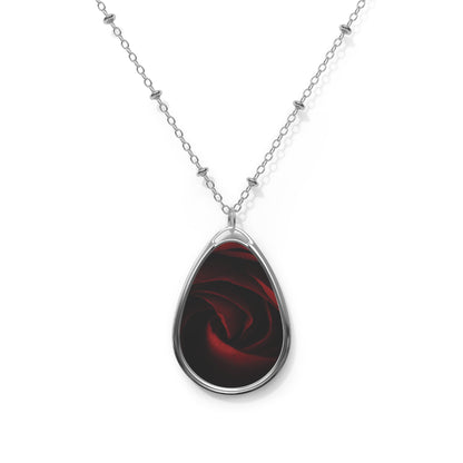 Oval Rose Teardrop Necklace