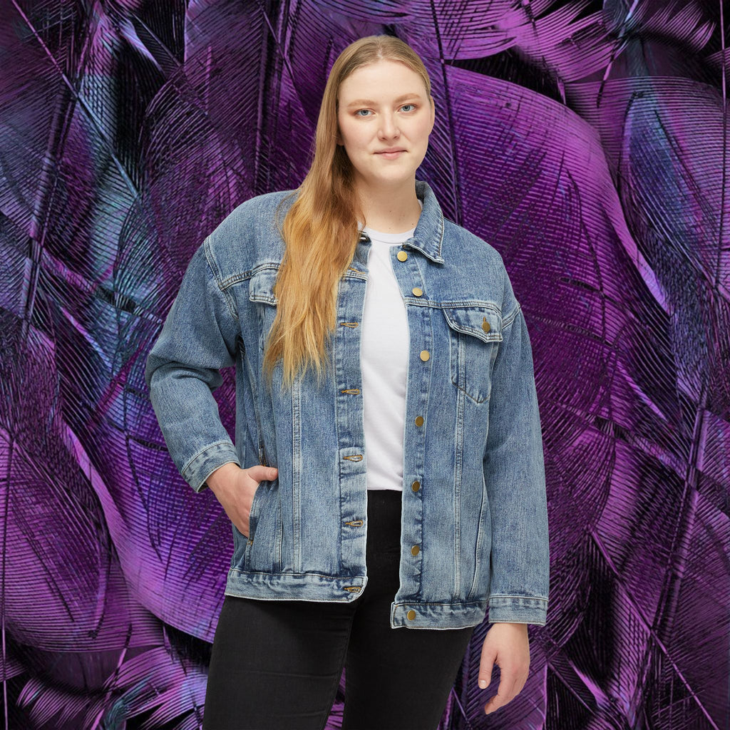 Women's Denim Jacket with Striped Heart Back Patch – Casual Valentine's Gift
