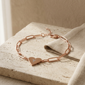 Engravable Paperclip Bracelet with Heart Pendant - Personalized Initial Jewelry