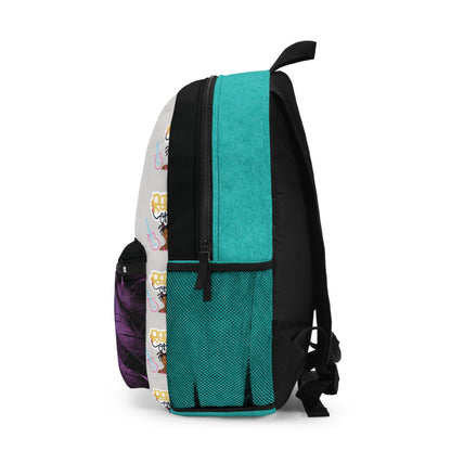 Retro Afro Rock Backpack — 'Been Rock' Patterned School Bag with Teal Accents
