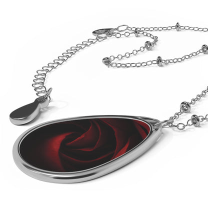Oval Rose Teardrop Necklace