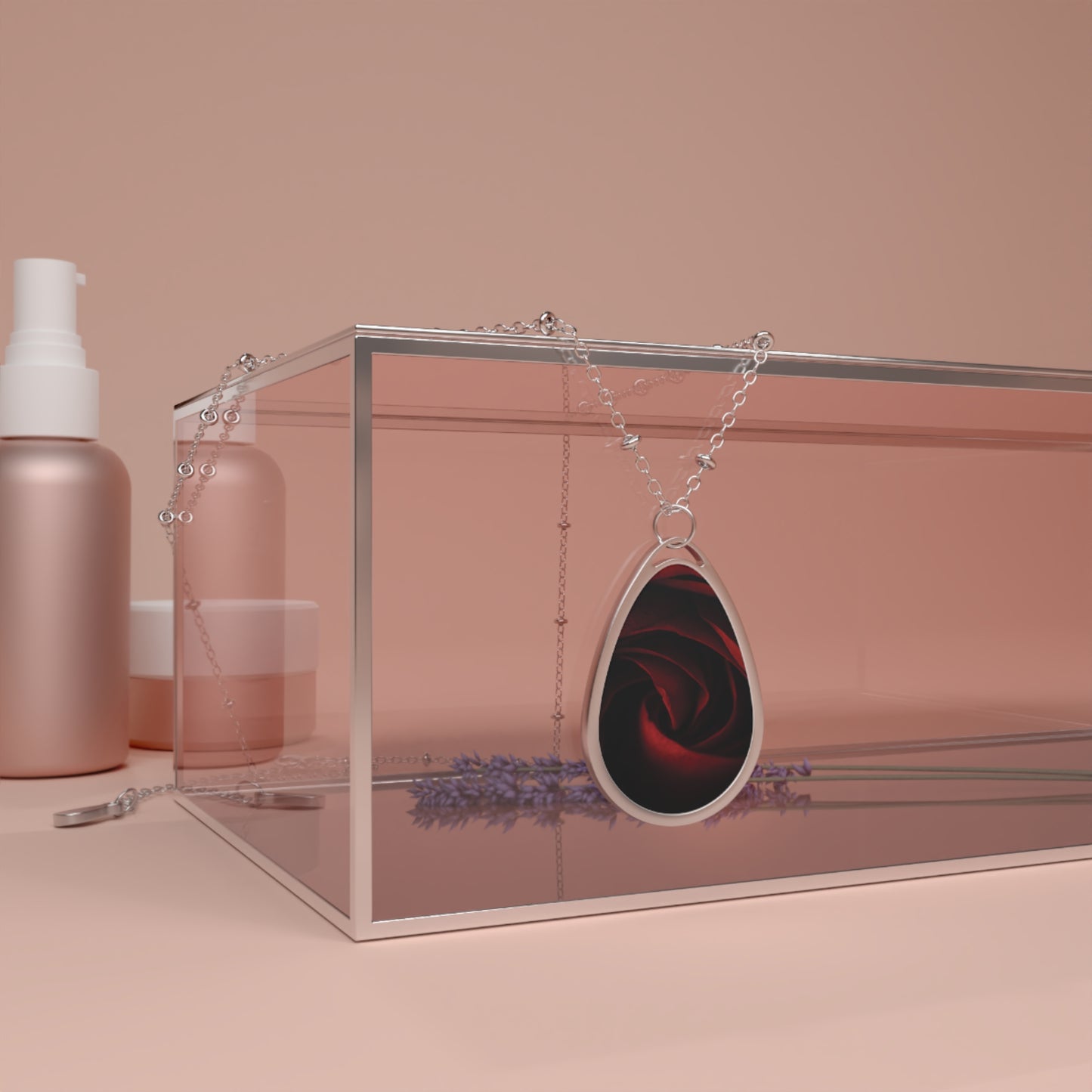 Oval Rose Teardrop Necklace