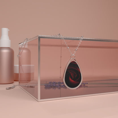 Oval Rose Teardrop Necklace