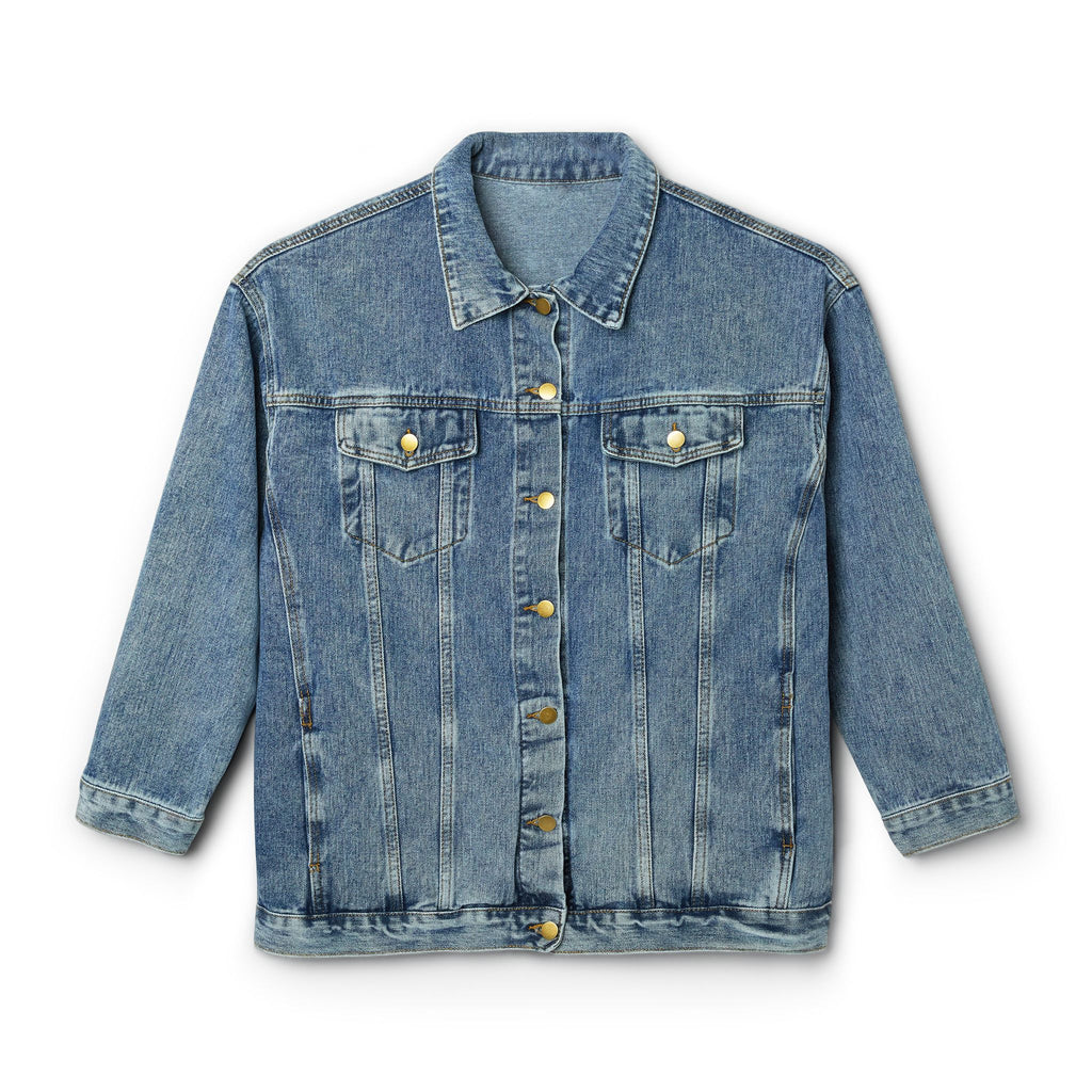 Women's Denim Jacket with Striped Heart Back Patch – Casual Valentine's Gift