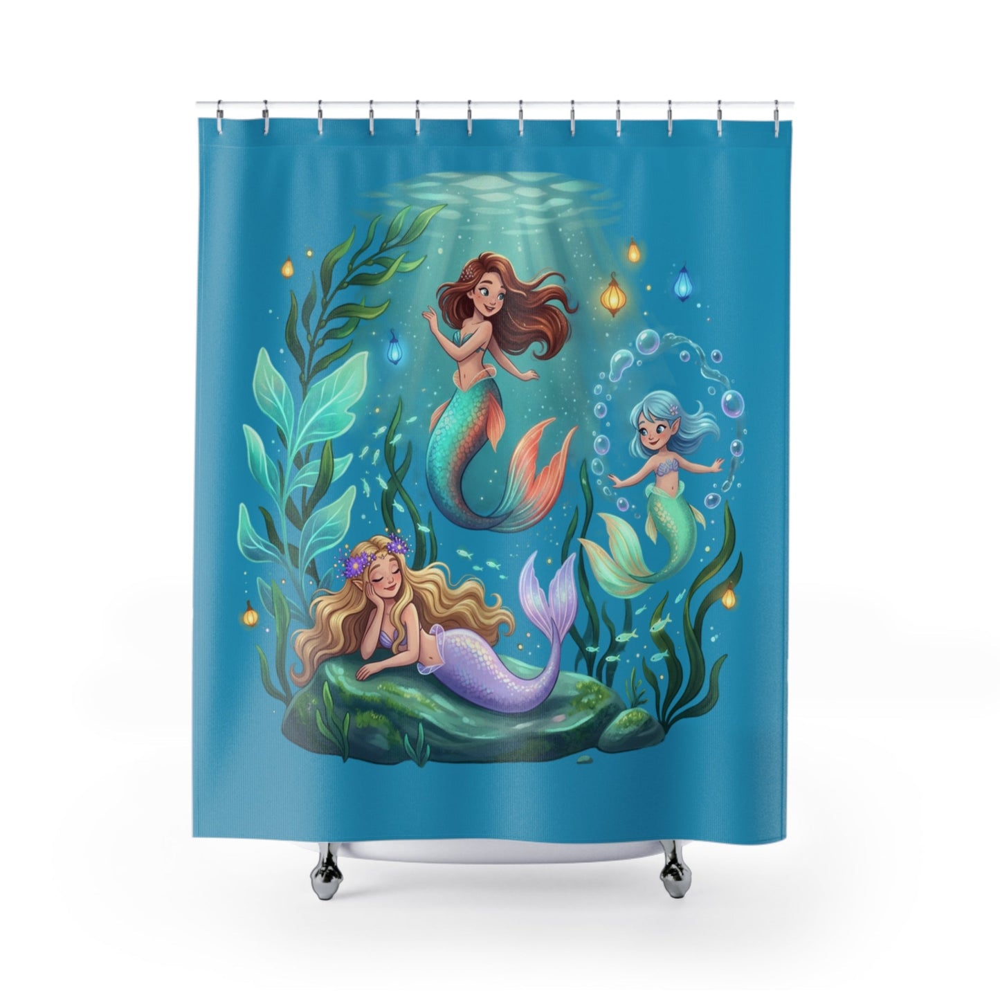 Mermaid Bath Mat + Shower Curtain + Face Towel Bundle