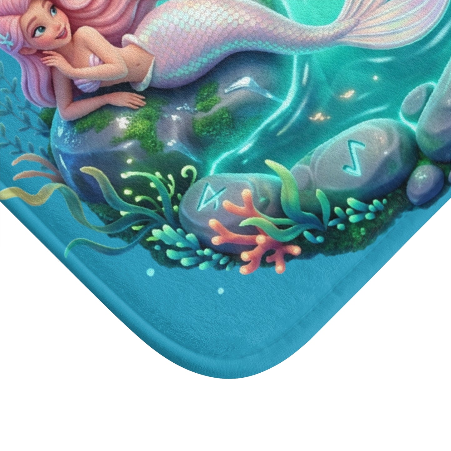 Mermaid Family Bath Mat — Colorful Underwater Ocean Decor