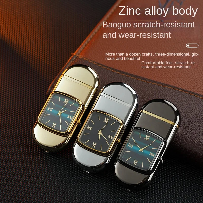 Unusual Portable Watch Metal Windproof Cigar Cigarette Gas Lighter Jet Torch Lighters Smoking Accessories Butane Gadgets for Men