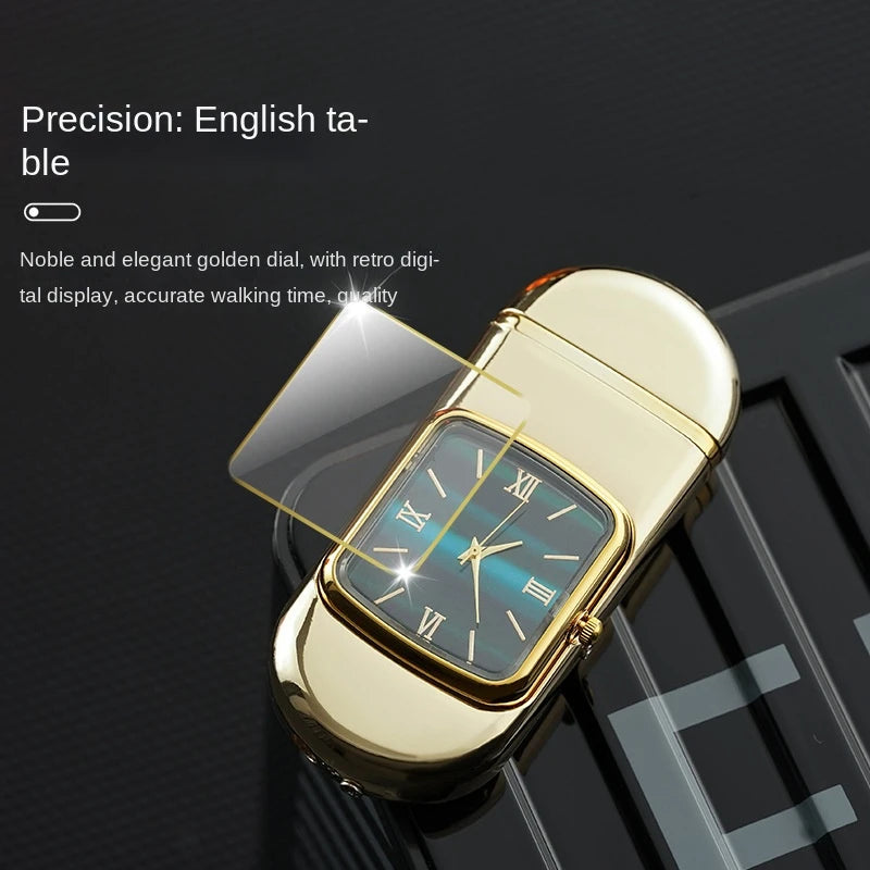 Unusual Portable Watch Metal Windproof Cigar Cigarette Gas Lighter Jet Torch Lighters Smoking Accessories Butane Gadgets for Men